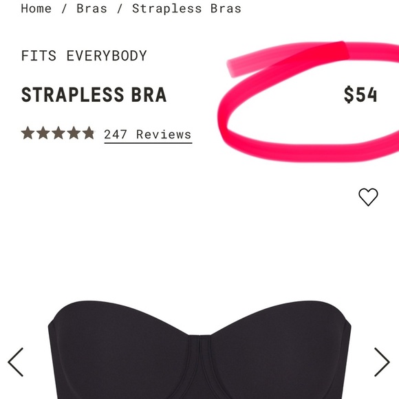 SKIMS Fits Everybody Strapless Bra | Color: ONYX | NEW/NWT!!🖤♥️🖤♥️ - Picture 4 of 9